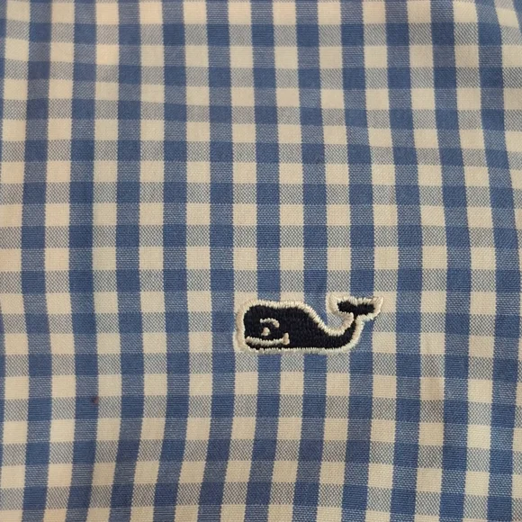 Vineyard Vines Women's Blue & White Checked Gingham  Button Down Blouse Size 10 - Picture 5 of 9